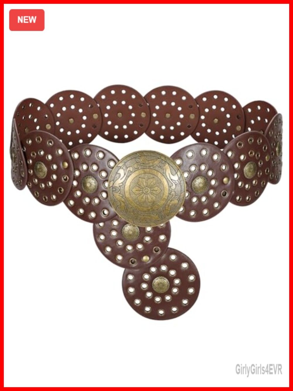 Faux Leather Wide Western Disc Belt with Concho Buckle Adjustable Waist